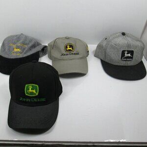 Lot Of 4 JOHN DEERE Hats Cap Trucker Snapback/Strapback 2 Vintage Caps